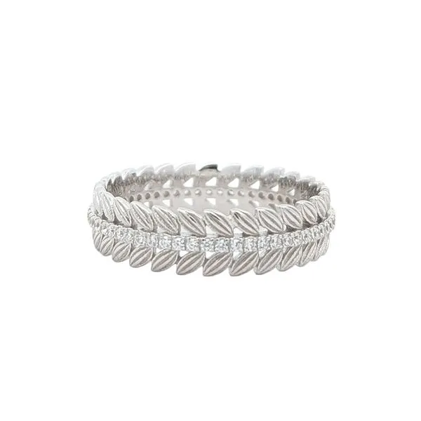 Sterling Silver CZ Leaf Band, 5.5mm Width Harmony Jewellers Grimsby, ON