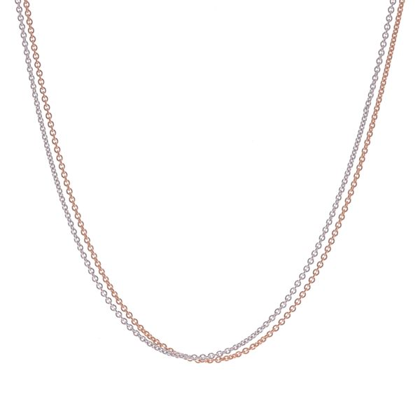 Sterling Silver Two-Tone Rose Gold Plated Double Strand 18