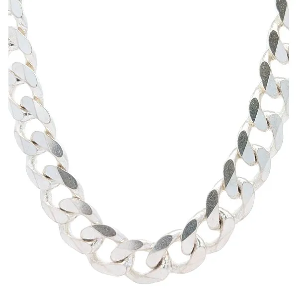 Sterling Silver with Rhodium Plating Heavy Curb Link Chain 24