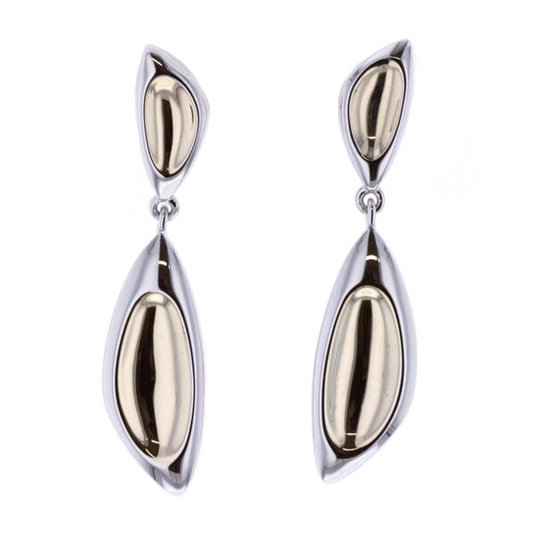 Sterling Silver Rhodium and Gold Plated Drop Earrings Harmony Jewellers Grimsby, ON