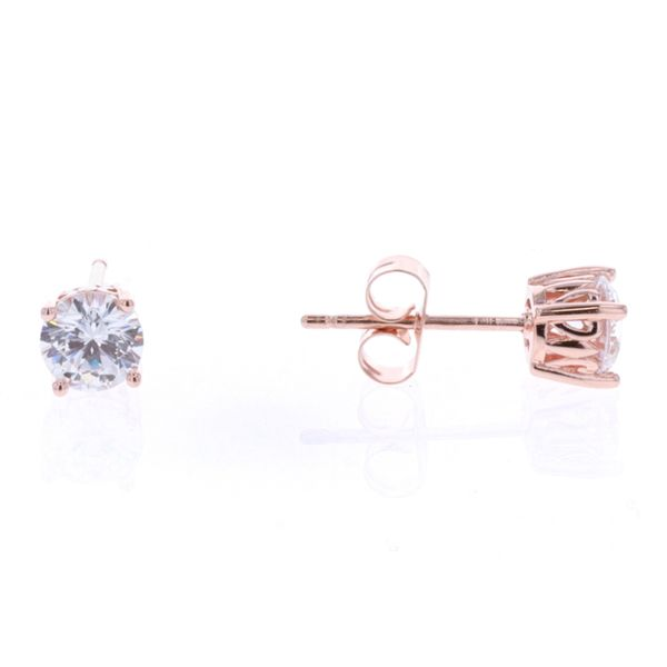 Sterling Silver Rose Gold Plated CZ Stud Earrings Harmony Jewellers Grimsby, ON