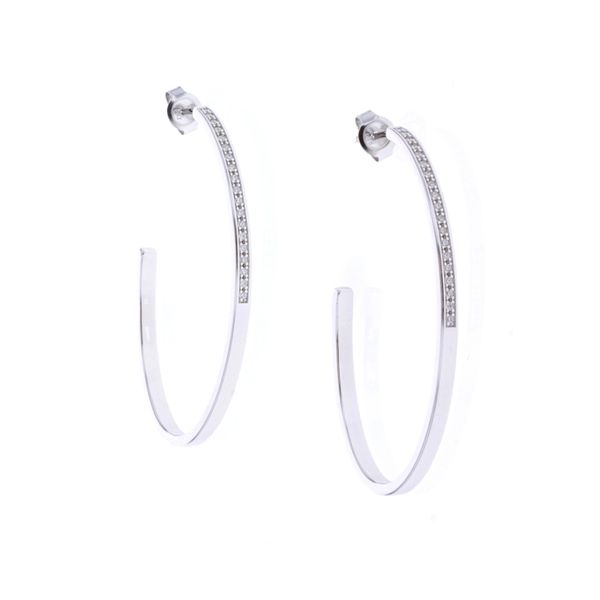 Sterling Silver CZ 30mm Hoop Earrings Harmony Jewellers Grimsby, ON