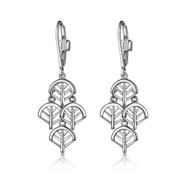 Sterling Silver ELLE  Rhodium Plated Small Layered Chandelier Leverback Earrings Harmony Jewellers Grimsby, ON