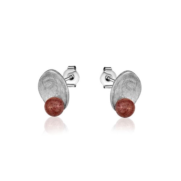 Sterling Silver Red Glass Bead Stud Earrings Harmony Jewellers Grimsby, ON
