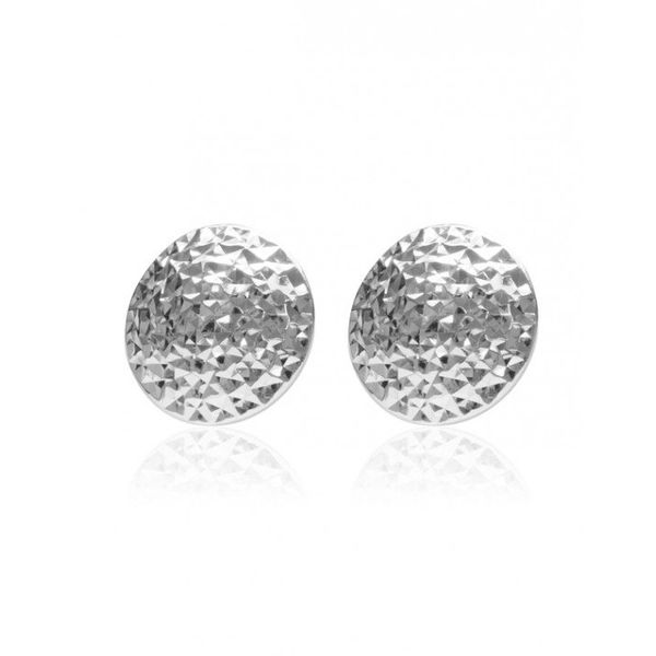 Sterling Silver Round Diamond Cut 12mm Stud Earrings Harmony Jewellers Grimsby, ON