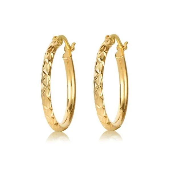 Sterling Silver Gold Plated Diamond Cut Hoop Earrings Harmony Jewellers Grimsby, ON