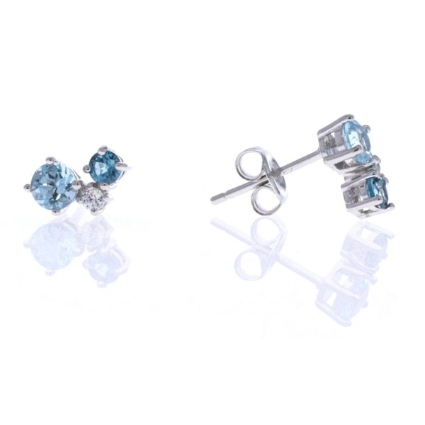 REIGN Sterling Silver Blue Topaz, London Blue Topaz and CZ Stud Earrings Harmony Jewellers Grimsby, ON