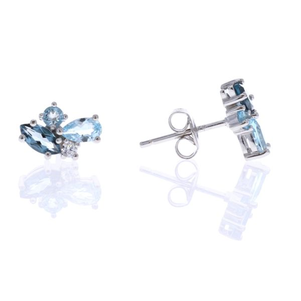 REIGN Sterling Silver London Blue Topaz, Blue Topaz, and CZ Stud Earrings Harmony Jewellers Grimsby, ON