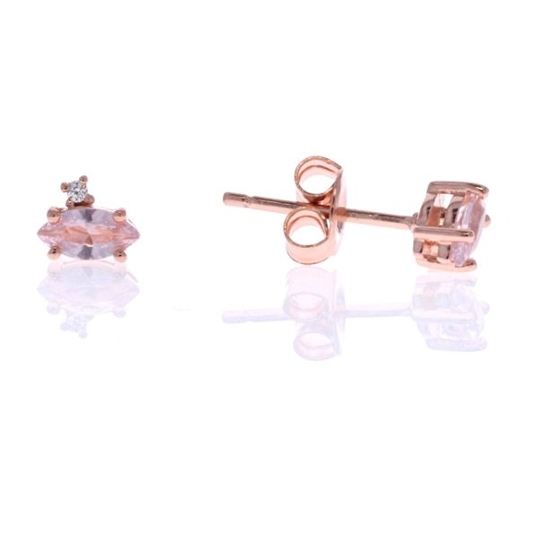 REIGN Sterling Silver Rose Gold Plated Morganite and CZ Stud Earrings Harmony Jewellers Grimsby, ON