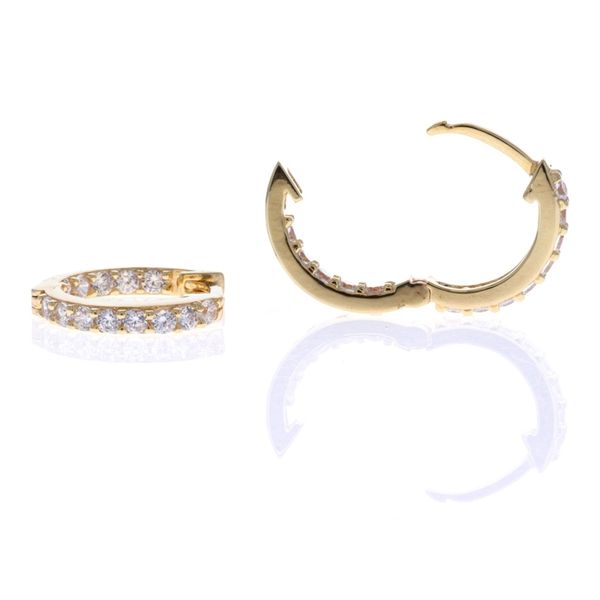 REIGN Sterling Silver Yellow Gold Plated CZ Hoop Earrings Harmony Jewellers Grimsby, ON