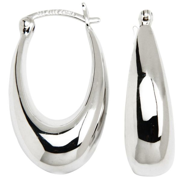 ELLE Sterling Silver Medium Oval Puff Hoop Earrings Harmony Jewellers Grimsby, ON