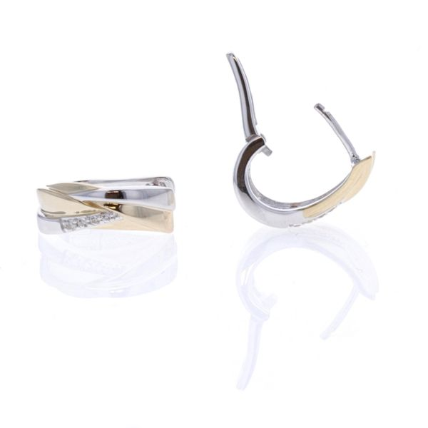 Sterling Silver Two-Tone White Sapphire Hoop Earrings Harmony Jewellers Grimsby, ON