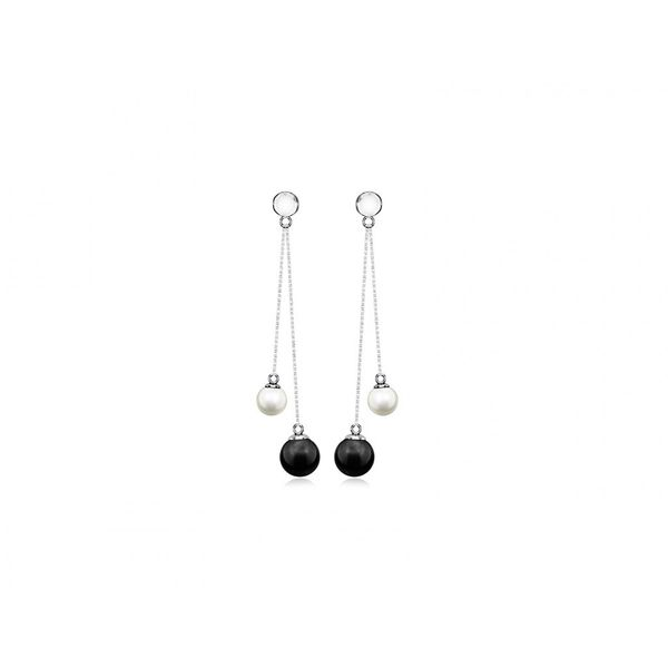 Sterling Silver Dangling Two Pearl Earrings Harmony Jewellers Grimsby, ON