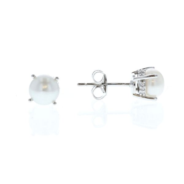 REIGN Sterling Silver CZ and White Pearl Stud Earrings Mother's Day Gift set Image 2 Harmony Jewellers Grimsby, ON