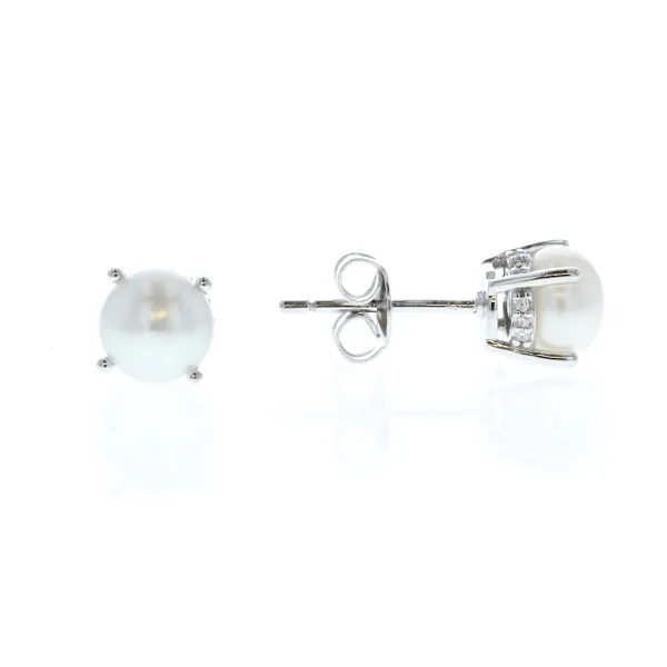 REIGN Sterling Silver CZ and White Pearl Stud Earrings Mother's Day Gift set Image 3 Harmony Jewellers Grimsby, ON