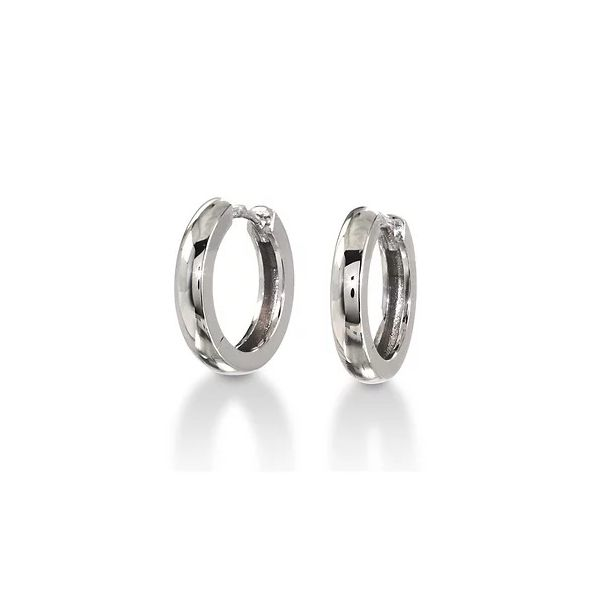 Breuning - Sterling Silver  Rhodium Plated Huggie Earrings Harmony Jewellers Grimsby, ON