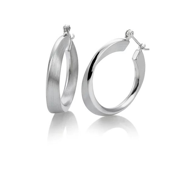 Breuning - Sterling Silver Rhodium Plated Hoop Earrings Harmony Jewellers Grimsby, ON