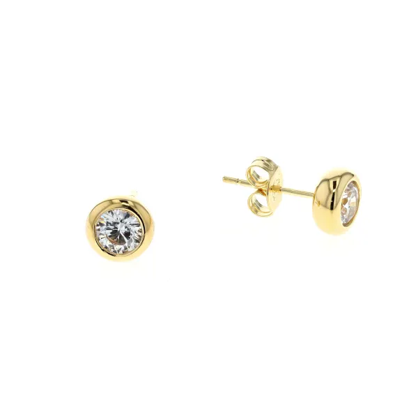 Reign Sterling Silver Gold Plated CZ Stud Earrings Harmony Jewellers Grimsby, ON