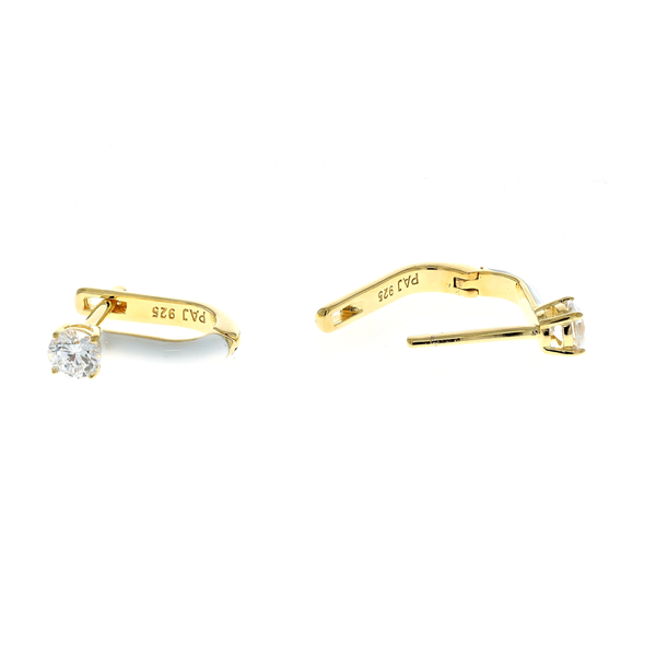 Reign Sterling Silver Gold Plated CZ and White Epoxy Hoop Earrings Harmony Jewellers Grimsby, ON