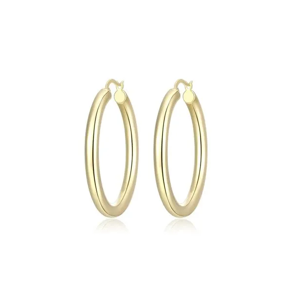 Reign Sterling Silver Gold Plated 25x4mm Tube Hoop Earrings Harmony Jewellers Grimsby, ON