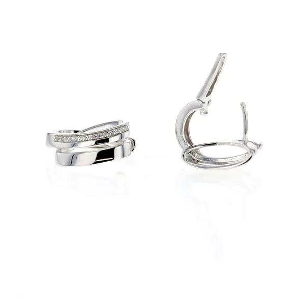 Breuning - Sterling Silver  Rhodium Plated Genuine White Sapphire Hoop Earrings Harmony Jewellers Grimsby, ON