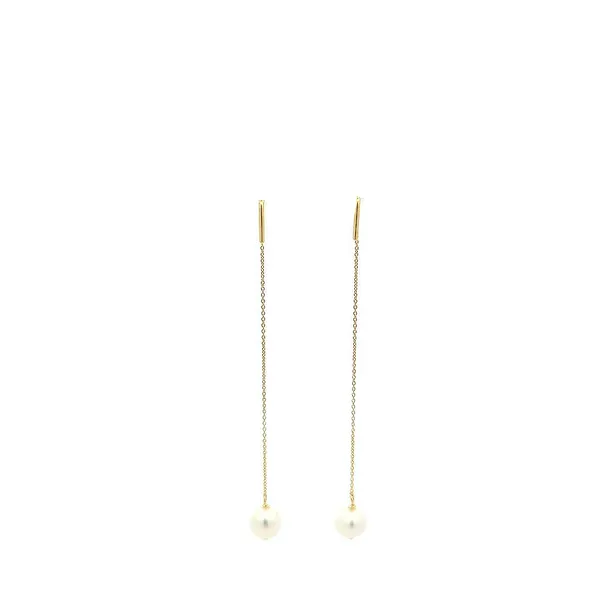 REIGN Sterling Silver Gold Plated Cable Chain Drop Genuine White Pearl Earrings Harmony Jewellers Grimsby, ON
