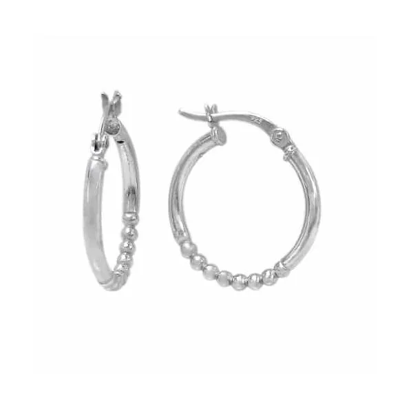 Sterling Silver Half Beaded 20mm Hoop Earrings Harmony Jewellers Grimsby, ON