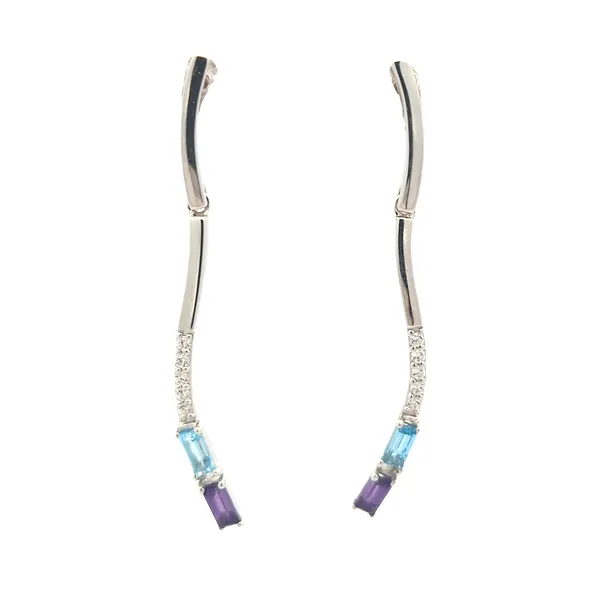 Sterling Silver Dangle Earrings With Amethyst, Blue Topaz, and Cubic Zirconia Harmony Jewellers Grimsby, ON