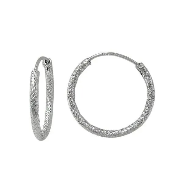 Sterling Silver Diamond Cut Round Hoop Earrings, 30mm Diameter, 2mm Thickness Harmony Jewellers Grimsby, ON