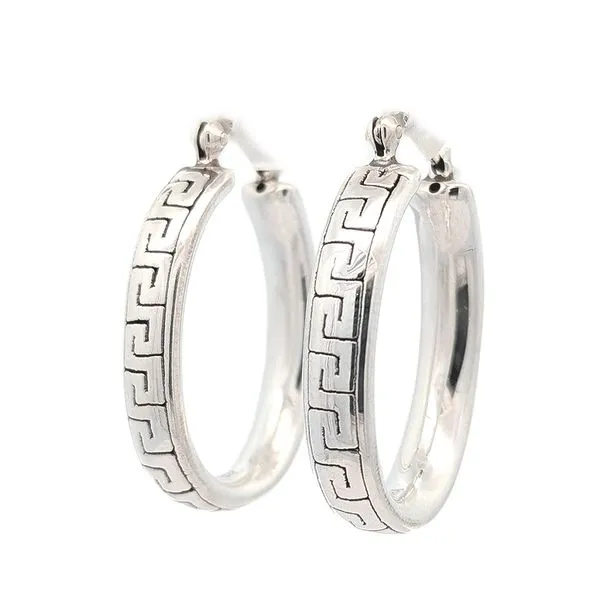 Sterling Silver Greek Key Hoop Earrings Harmony Jewellers Grimsby, ON