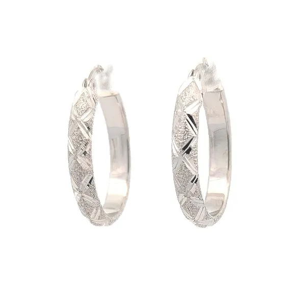 Sterling Silver Oval Motif Hoop Earrings Harmony Jewellers Grimsby, ON