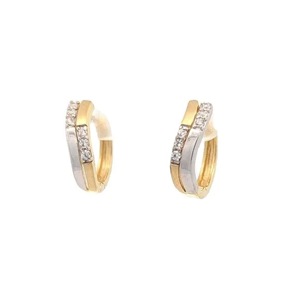 Sterling Silver Two-Toned CZ Huggie Earrings Harmony Jewellers Grimsby, ON
