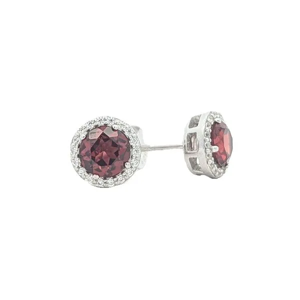 Sterling Silver Garnet CZ Stud Earrings Harmony Jewellers Grimsby, ON