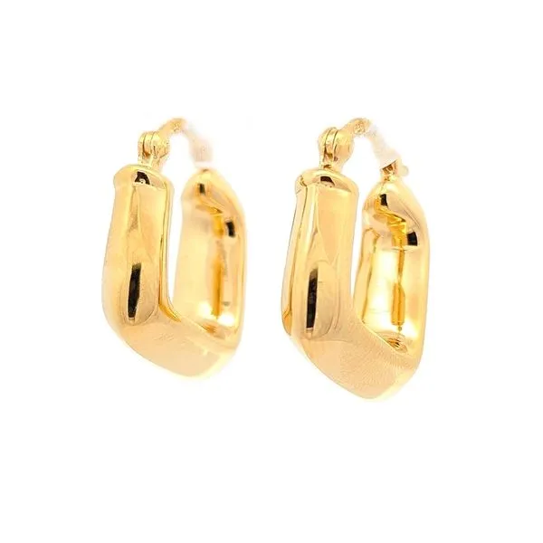 Sterling Silver Gold Plated Square Leverback Hoop Earrings Harmony Jewellers Grimsby, ON