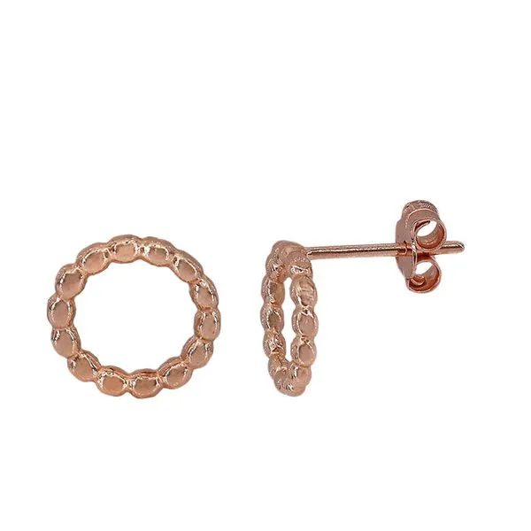 Sterling silver with rose gold, 10mm beaded halo stud earrings Harmony Jewellers Grimsby, ON