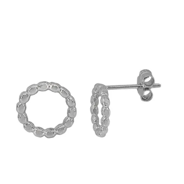 Sterling silver with rose gold, 10mm beaded halo stud earrings Harmony Jewellers Grimsby, ON