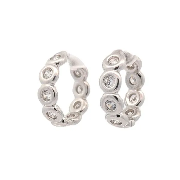 Reign Sterling Silver Rhodium Plated CZ Hoop Earrings Harmony Jewellers Grimsby, ON