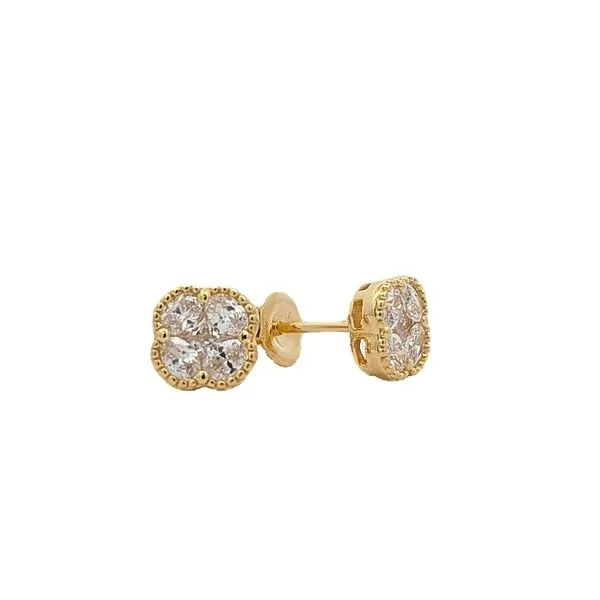 Reign Gold Plated Clover CZ Ear Studs Harmony Jewellers Grimsby, ON
