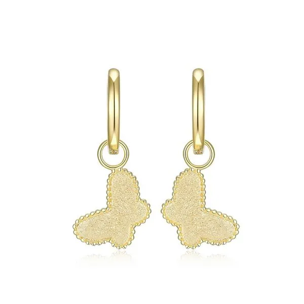 Reign Gold Plated Butterfly Drop Hoop Earrings Harmony Jewellers Grimsby, ON