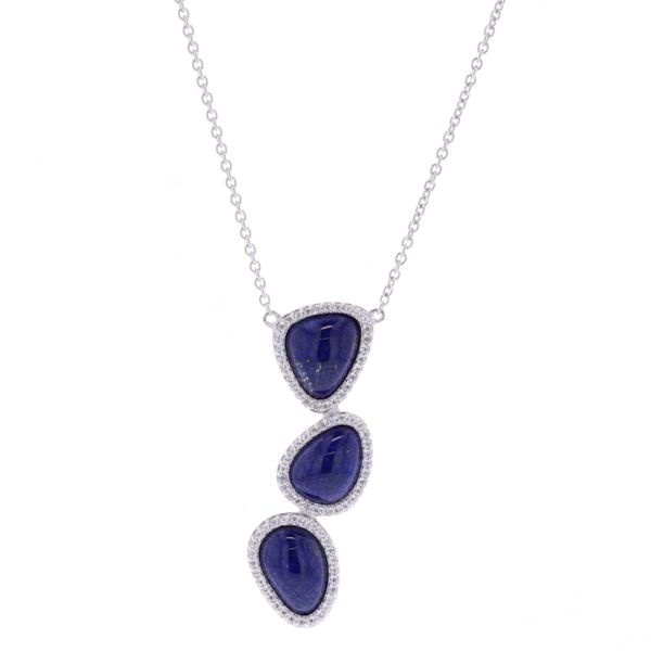 Sterling Silver Rhodium Plated Lapis 16