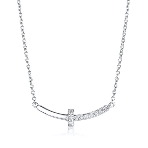 Sterling Silver CZ Sideway Cross Necklace Harmony Jewellers Grimsby, ON