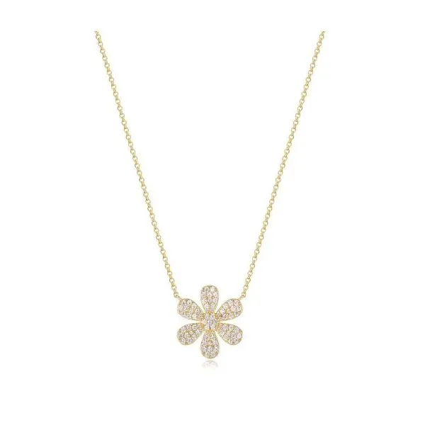 Sterling Silver Gold Plated CZ Daisy 18