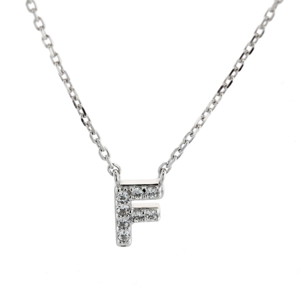 Reign Sterling Silver Rhodium Plated CZ Initial 