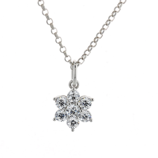 Reign Sterling Silver Rhodium Plated Star CZ 16+2
