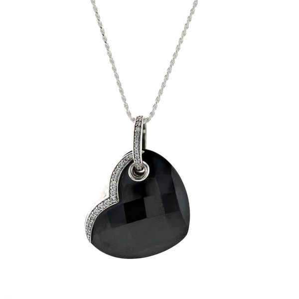 Sterling Silver CZ and Black Heart Necklace Harmony Jewellers Grimsby, ON