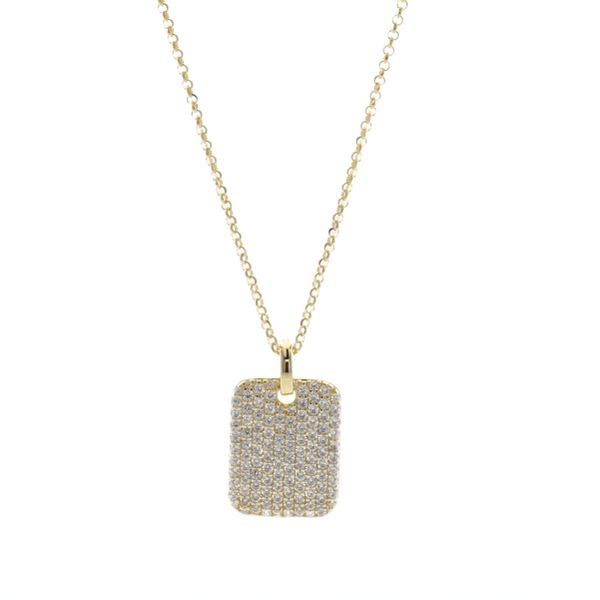 REIGN Sterling Silver Gold Plated CZ Rectangle 20