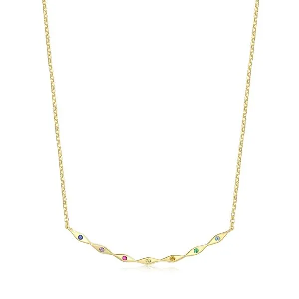 Reign Sterling Silver Gold Plated Rainbow CZ 18