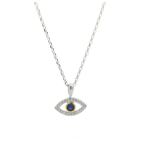 Reign Sterling Silver and Gold Plated Created Sapphire and CZ 16+3