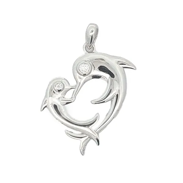 Rhodium Plated Sterling Silver Dolphin Pendant Harmony Jewellers Grimsby, ON