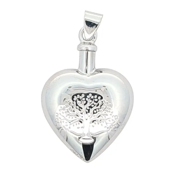 Sterling Silver Heart Tree Of Life Urn Pendant 23.5mm x 24mm Harmony Jewellers Grimsby, ON